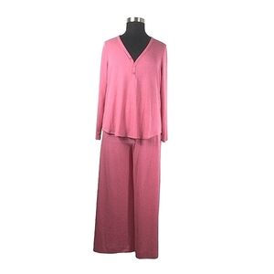 Athleta Wind Down Sleep Waffle Knit Pajama Set in Pink Plus Size Nwot